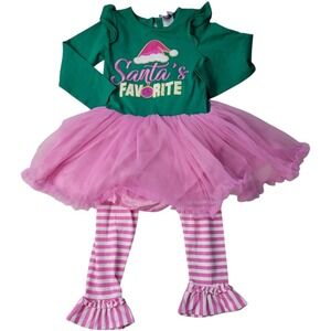 NWT Counting Daisies Toddler & Girls Holiday 'Santa's Favorite' Tutu Set 2T